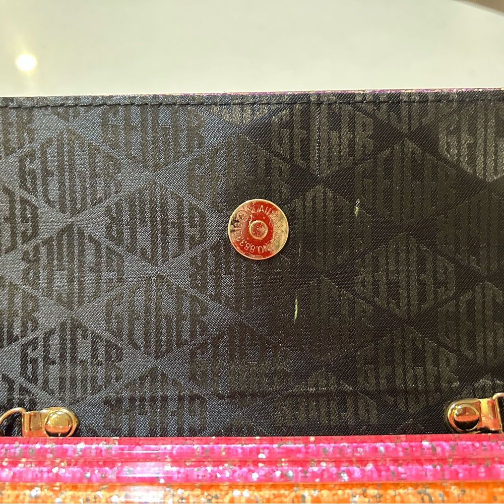 Kurt Geiger Rainbow Glitter Stripe Clutch with Gold-tone Embellishment - Picture 6 of 7